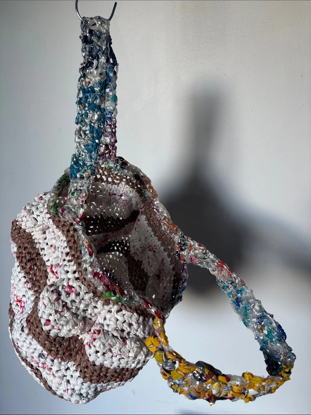 Handcrafted Plarn (plastic yarn) Crochet Satchel Tote from Etsy NWOT